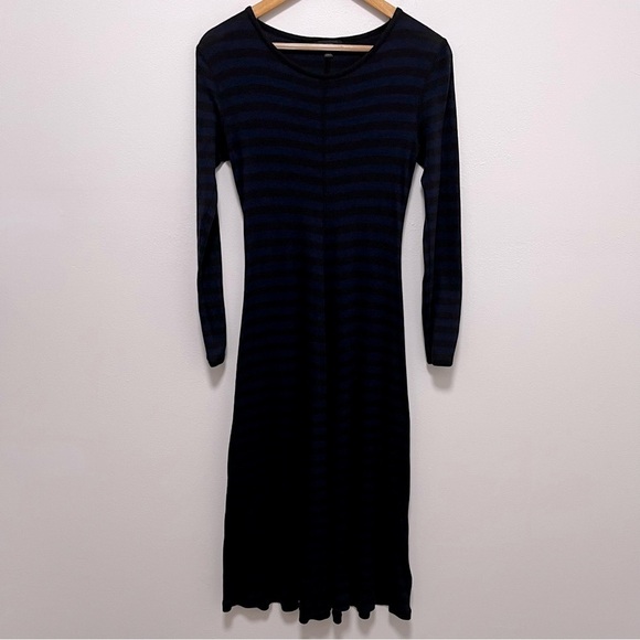 J CREW Striped Long Sleeve Modal & Cotton Midi Dress Size Medium - Picture 2 of 11